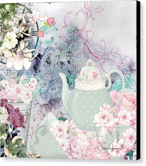 Tea Time Flowers - Canvas Print