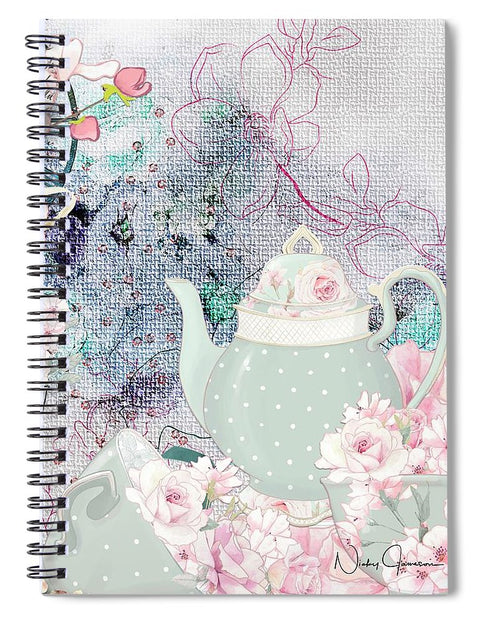 Tea Time Flowers - Spiral Notebook