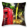Red Telephone Boxes along the Embankment - Throw Pillow