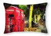 Red Telephone Boxes along the Embankment - Throw Pillow