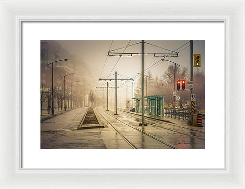 Fog Deserted Street - Framed Print