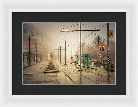 Fog Deserted Street - Framed Print
