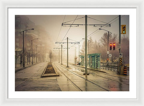 Fog Deserted Street - Framed Print