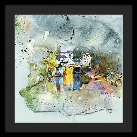 A Walk Along Towpath - Framed Print