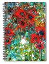 Abstract 6 Poppies in a Field - Spiral Notebook