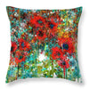 Abstract 6 Poppies in a Field - Throw Pillow