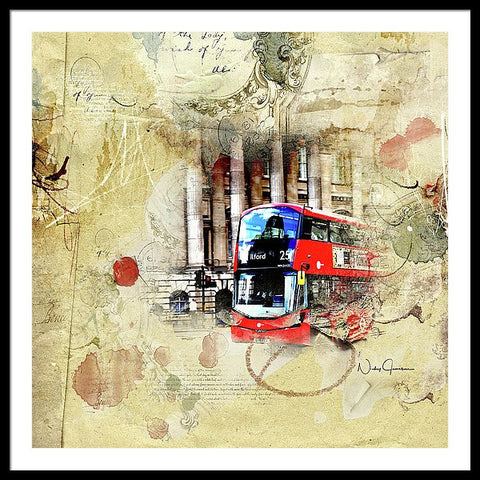 Bus Number 25 To Ilford Passing Mansion House - Framed Print
