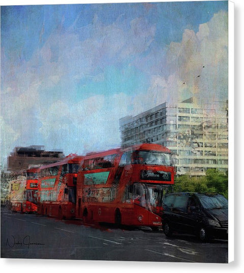 3 buses on westminster bridge - london urban wall art