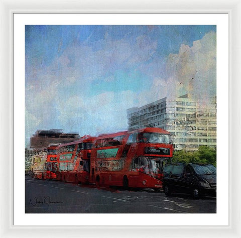 Buses On Westminster Bridge - Framed Print