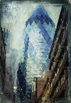 City Blue London Gherkin, London art wall