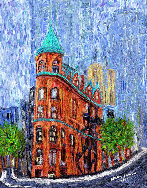 Flatiron Toronto Impressionist Oil - Art Print