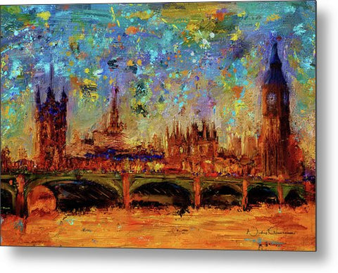 Houses of Parliament and Westminster Bridge - Metal Print
