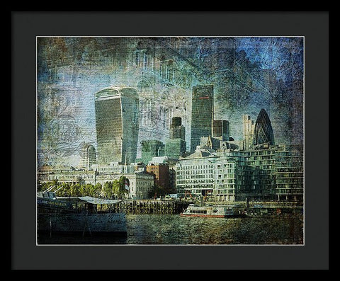 London Skyline Key Of Blue - Framed Print