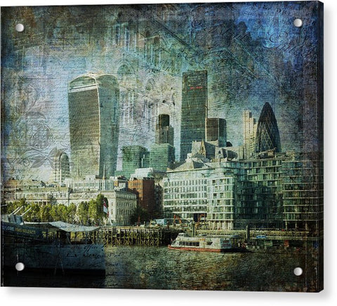 London Skyline Key Of Blue - Acrylic Print