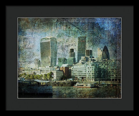 London Skyline Key Of Blue - Framed Print
