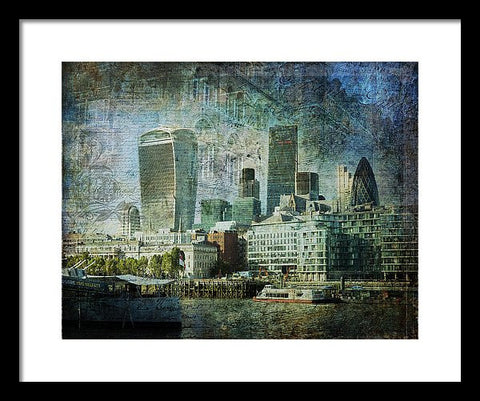 London Skyline Key Of Blue - Framed Print