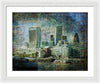 London Skyline Key Of Blue - Framed Print