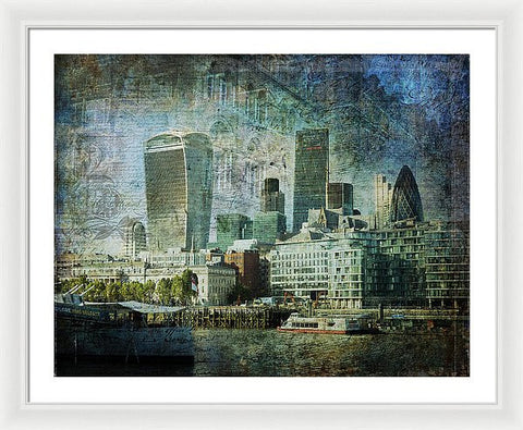 London Skyline Key Of Blue - Framed Print