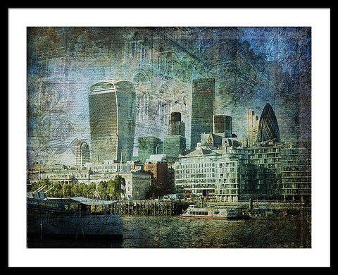 London Skyline Key Of Blue - Framed Print