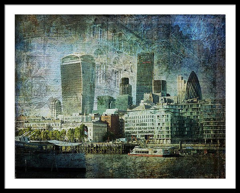 London Skyline Key Of Blue - Framed Print