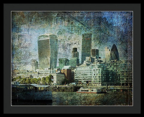 London Skyline Key Of Blue - Framed Print