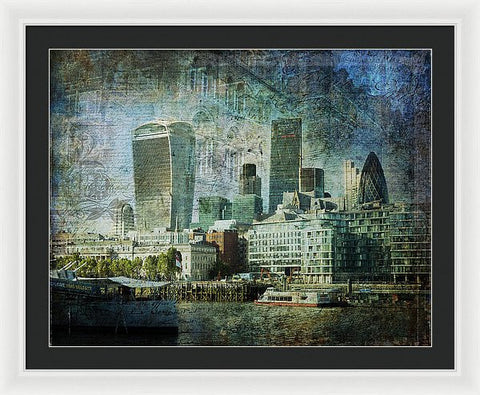 London Skyline Key Of Blue - Framed Print