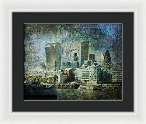 London Skyline Key Of Blue - Framed Print