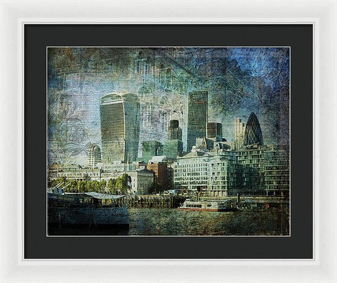 London Skyline Key Of Blue - Framed Print