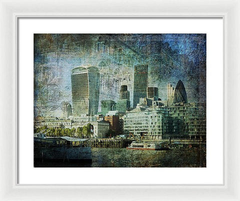 London Skyline Key Of Blue - Framed Print