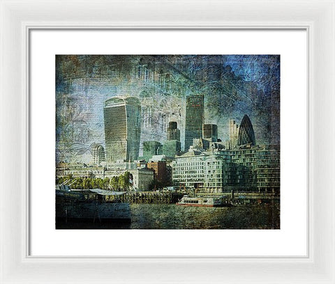 London Skyline Key Of Blue - Framed Print