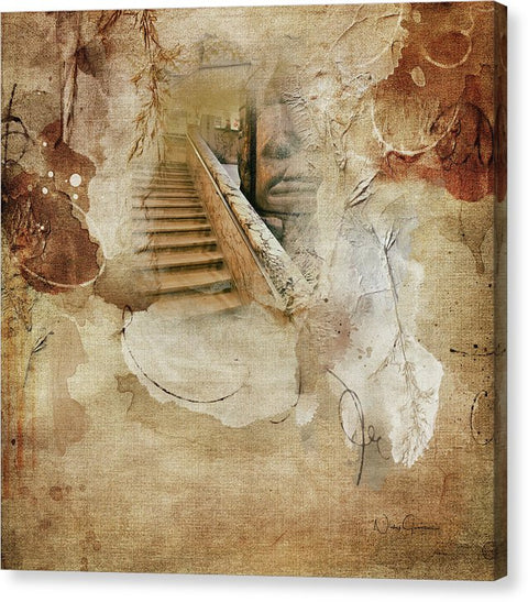 marble staircase showing historic totem