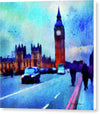On Westminster Bridge with Taxi - Canvas Print (Square)