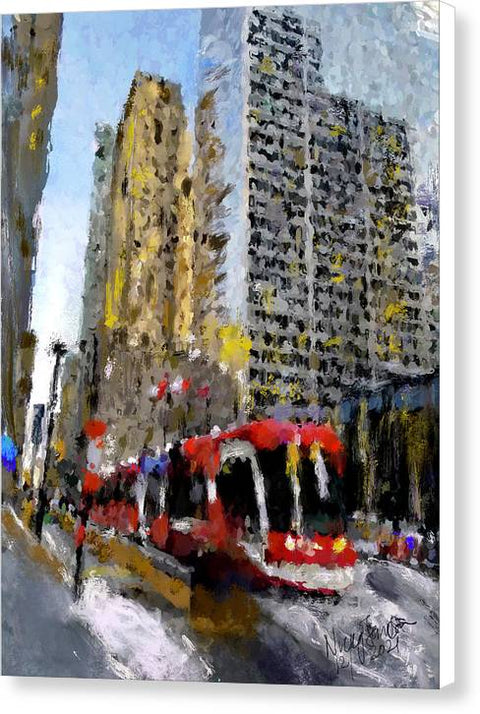 Street Car on King St Toronto Painting - Canvas Print