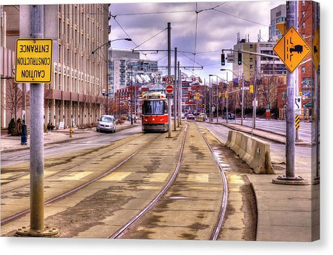 Streetcar And Sign - Canvas Print