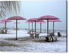 Sugar Beach Pink Parasols - Canvas Print