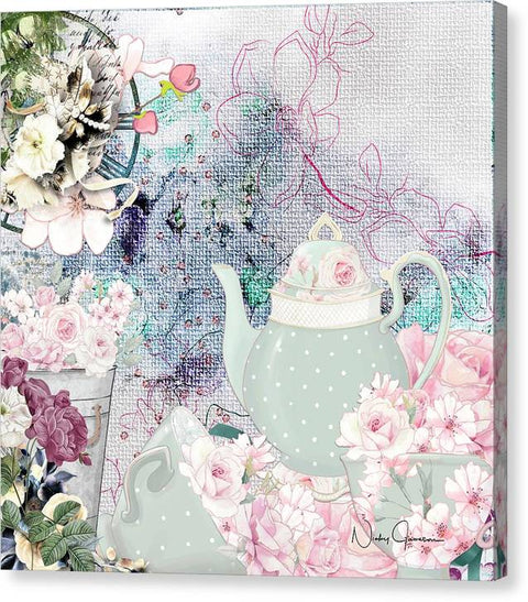 Tea Time Flowers - Canvas Print