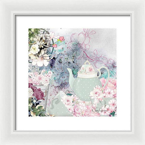 Tea Time Flowers - Framed Print