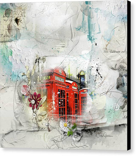 Red Telephone Across Miles - Canvas Print