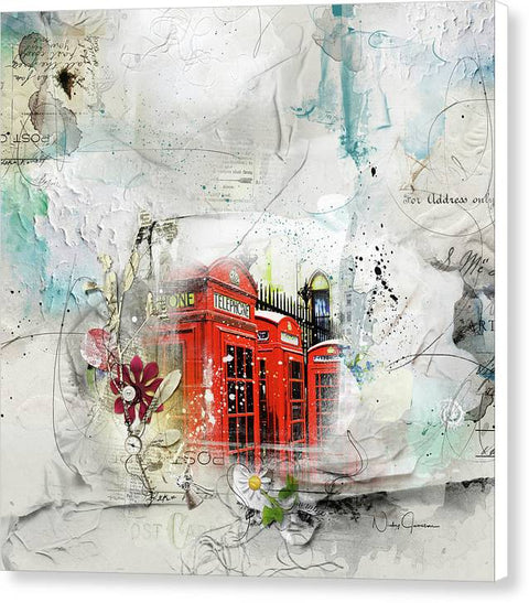 Red Telephone Across Miles - Canvas Print