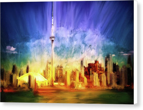 Toronto skyline painting by Nicky Jameson
