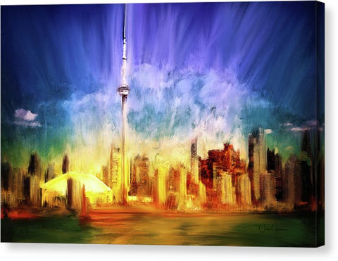 Toronto skyline painting by Nicky Jameson